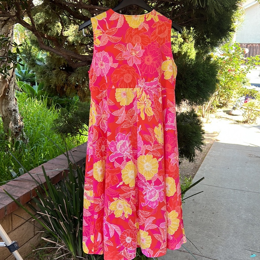 Ruby Red petite size L Floral Sleeveless Dress‎ - Pink and Yellow - Picture 2 of 11